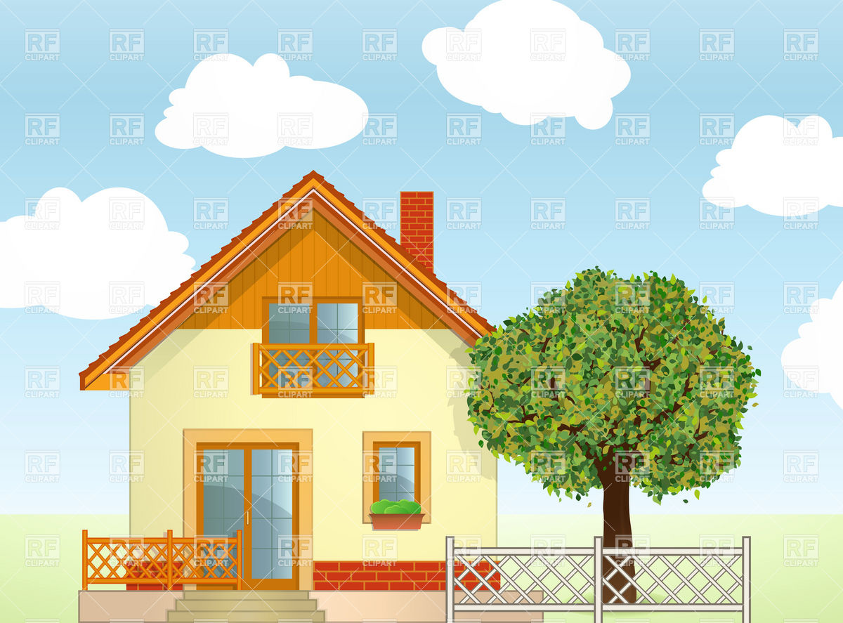 House And Tree 5748 Download Royalty Free Vector Clipart  Eps
