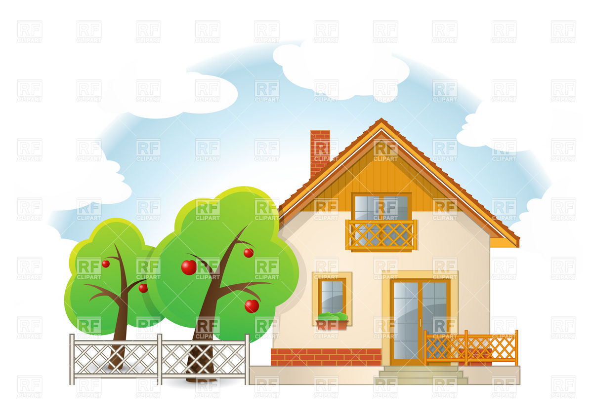 House With Garden 5747 Download Royalty Free Vector Clipart  Eps