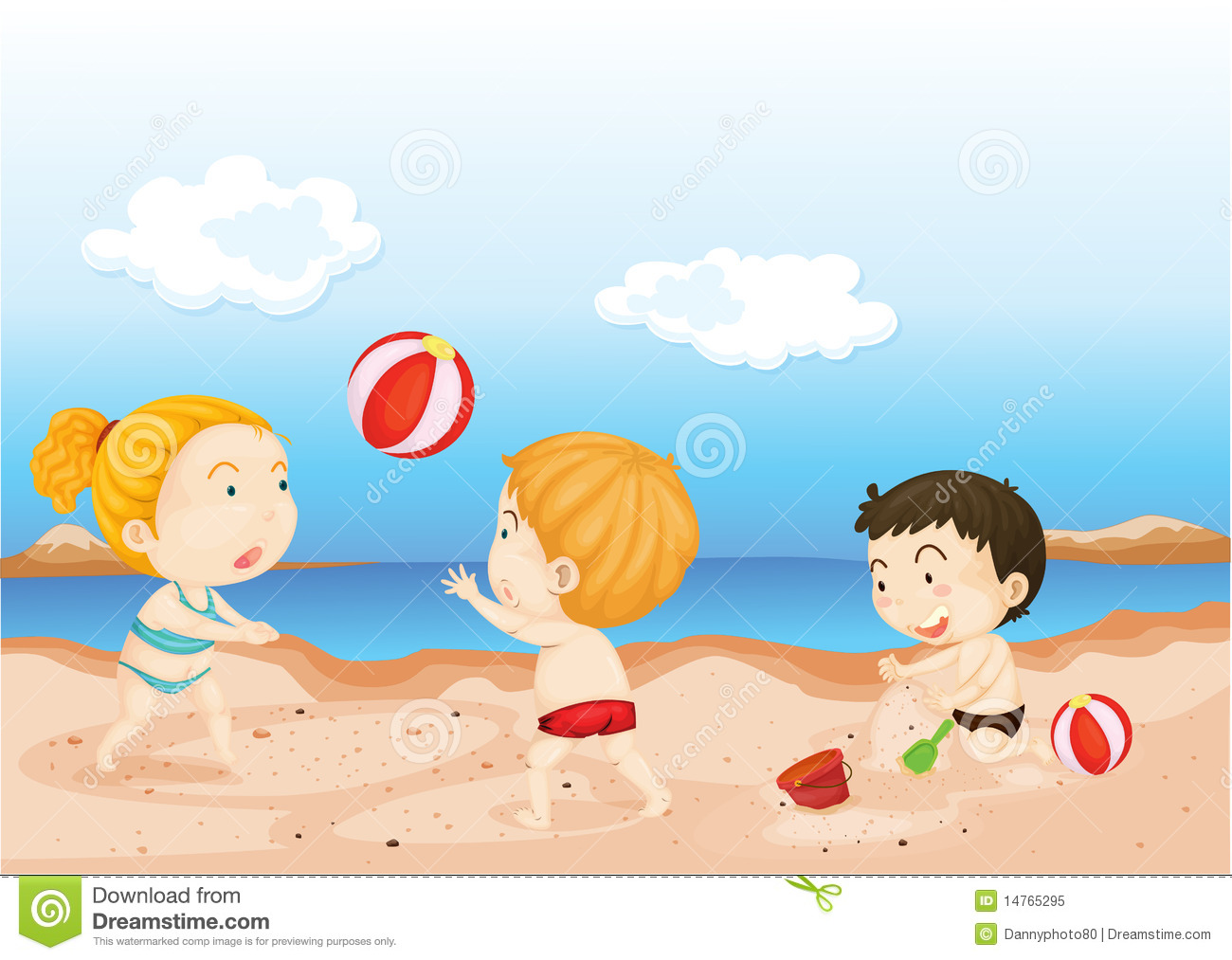Kids Beach Clip Art Kids Playing On Beach Royalty