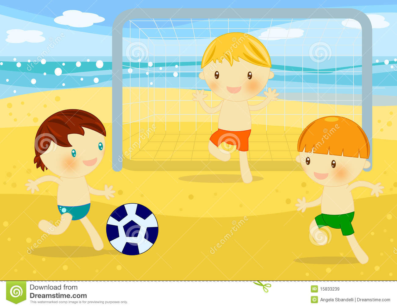 Little Boys Playing Football On The Beach Royalty Free Stock Images
