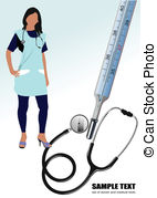 Medical Nurse Stethoscope And Therm Stock Illustration