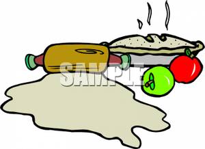 Royalty Free Clipart Image  A Rolling Pin With Dough And An Apple Pie