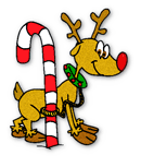 Rudolph With A Flashing Red Nose And A Candy Cane  Full Power