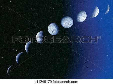 Stock Photograph   Crescent Moon Cycle Eclipse Event  Fotosearch