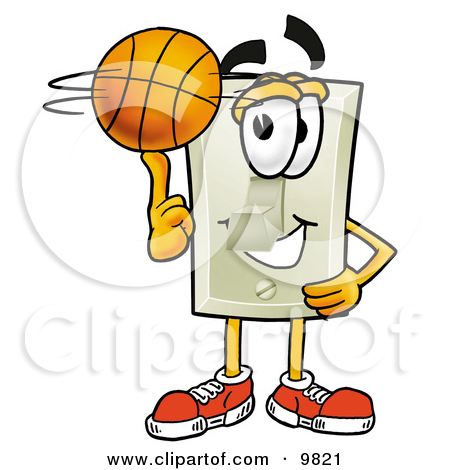    Switch Mascot Cartoon Character Spinning A Basketball On His Finger