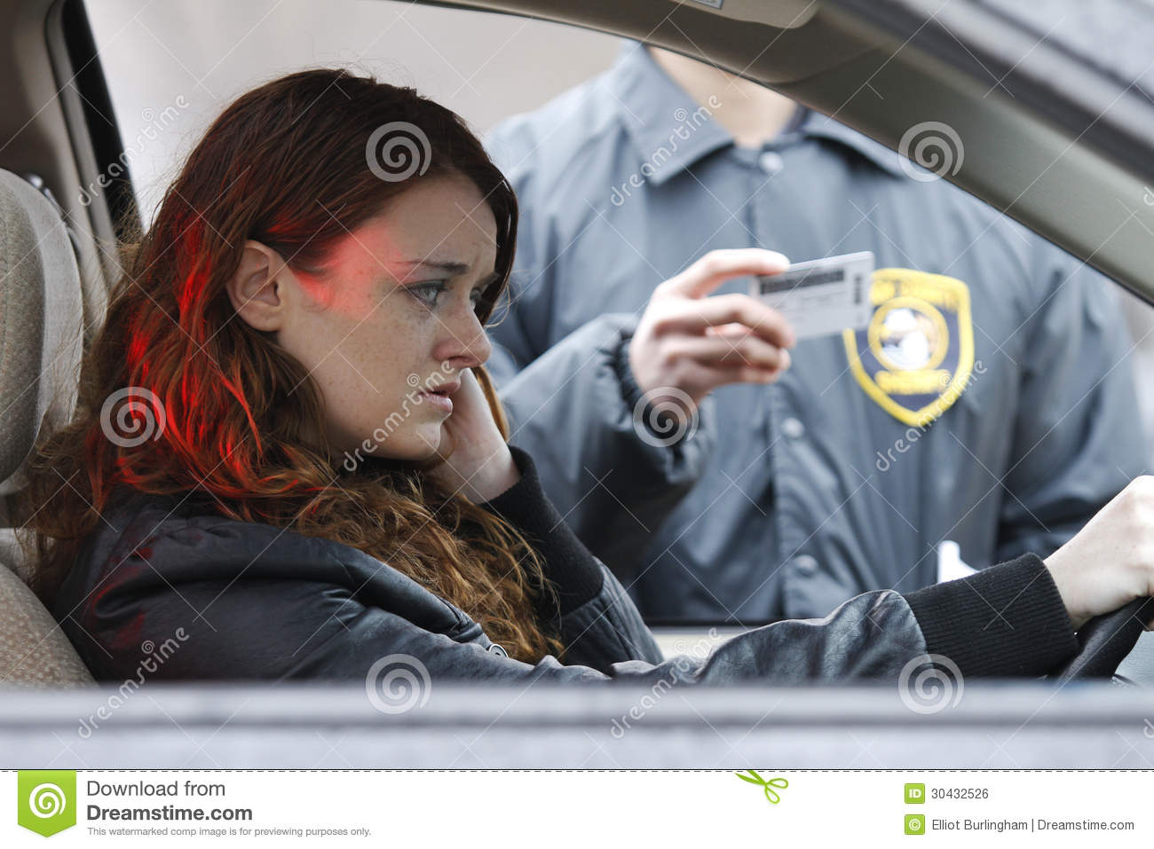 Teen Girl Pulled Over By Police Royalty Free Stock Image   Image
