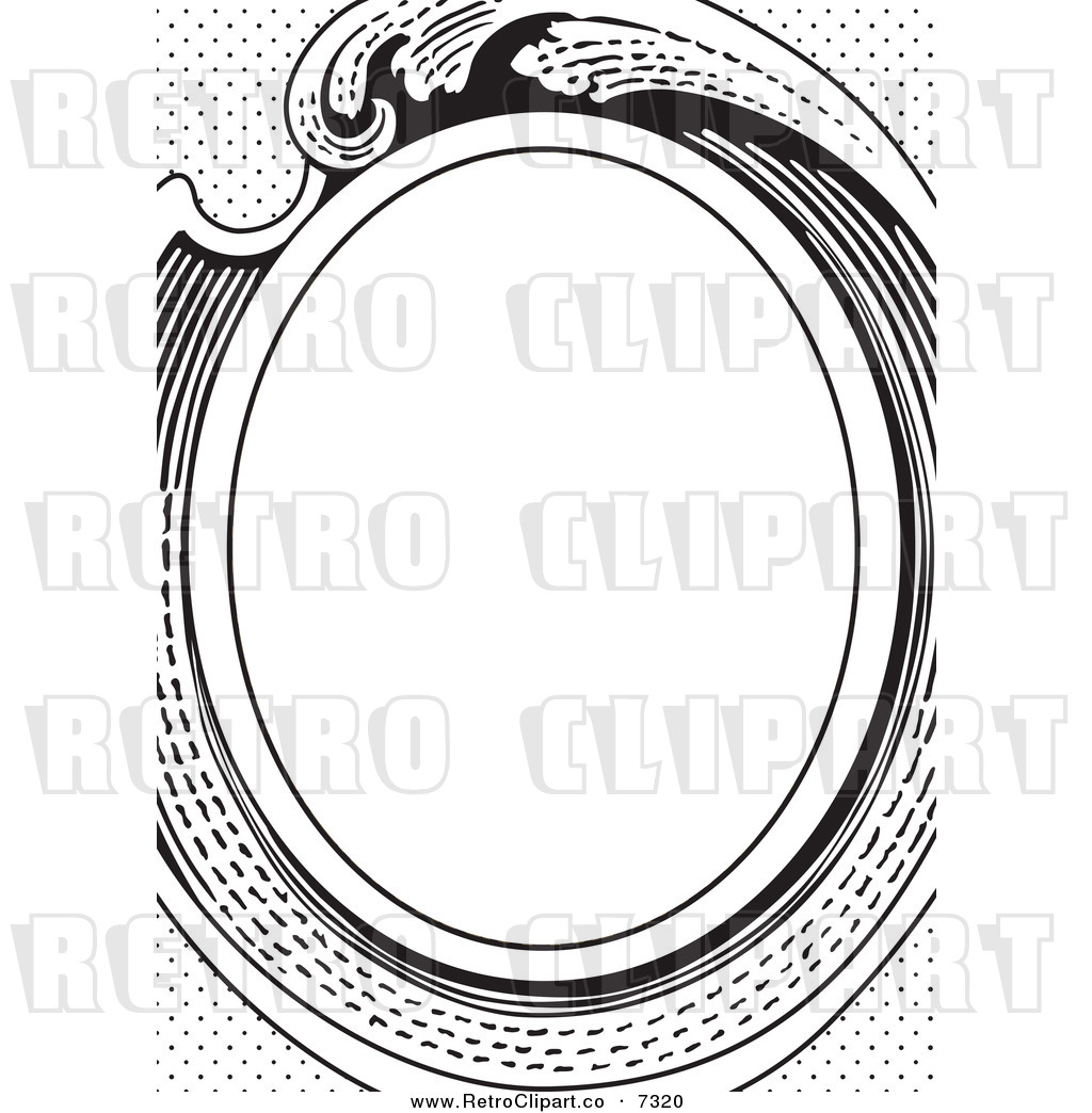 Vector Clipart Of A Retro Oval Black And White Victorian Frame