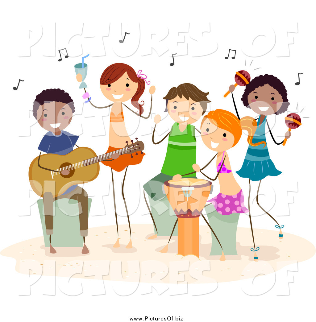 Vector Clipart Of Diverse Happy Beach People Playing Music By Bnp