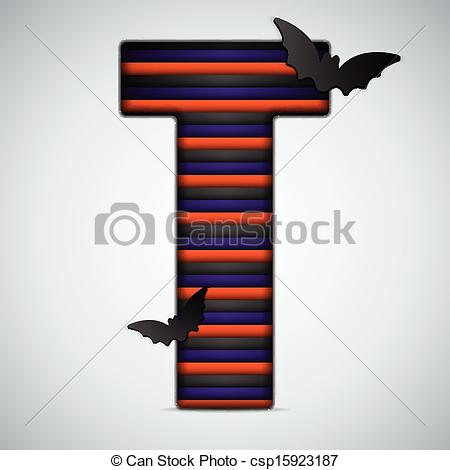 Vector Of Halloween Bat Alphabet Letters Stripe Black Orange Purple