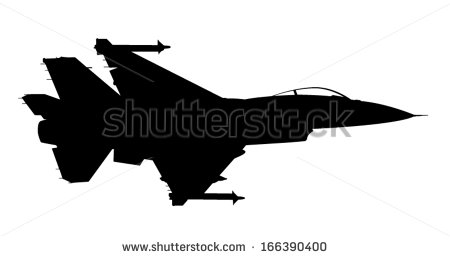 Vector Silhouette Of The Fighter Jet  F 16  In Flight    166390400