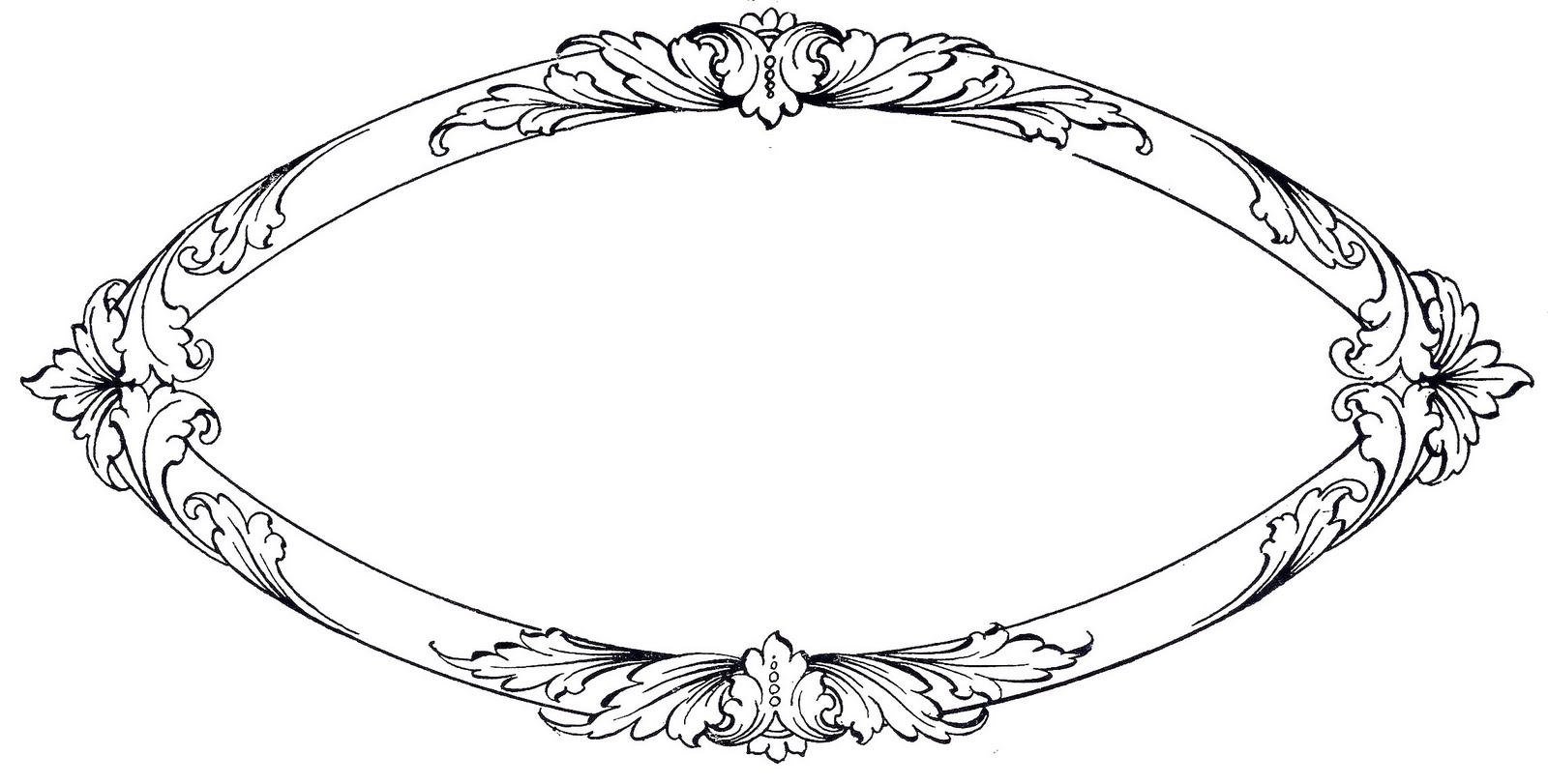 Vintage Clip Art   Ornate Oval Frame With Scrolls   The Graphics Fairy