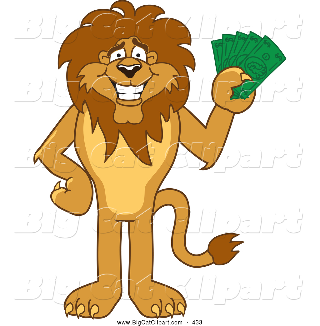 Big Cat Cartoon Vector Clipart Of A Cute Lion Character Mascot Holding