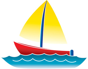 Clip Art Image   Clip Art Image Of A Cartoon Boat Sailing On The Water