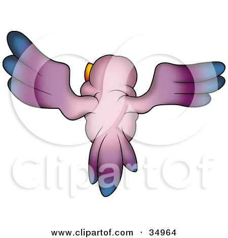 Clipart Illustration Of A Blue And Purple Bird Flying Away By Dero