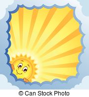 Cloudy Frame With Summer Theme 4 Clipart Vector