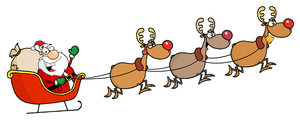 Free Reindeer Clip Art Image  Reindeers Pulling Santa S Sled Or Sleigh