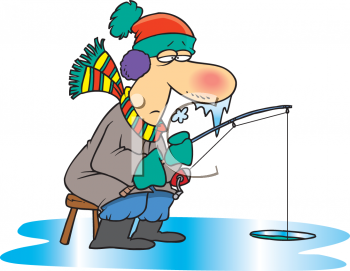 Freezing Man Ice Fishing   Royalty Free Clip Art Picture