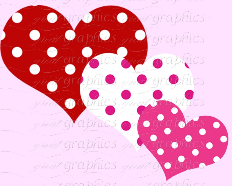 Heart Clip Art Polka Dot Heart Digital Clip Art Printable Clipart
