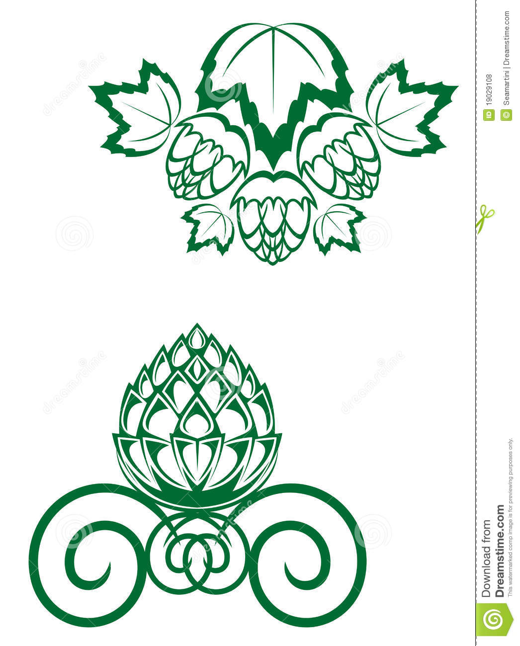 Hops And Barley Clip Art Malt And Hop Leaves Isolated