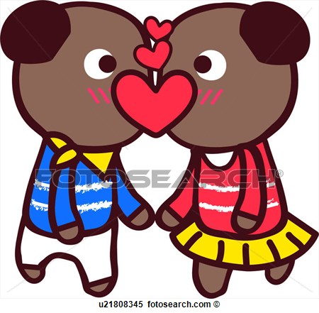 Kiss Bear Couple Female Male Love Valentine View Large Clip Art    