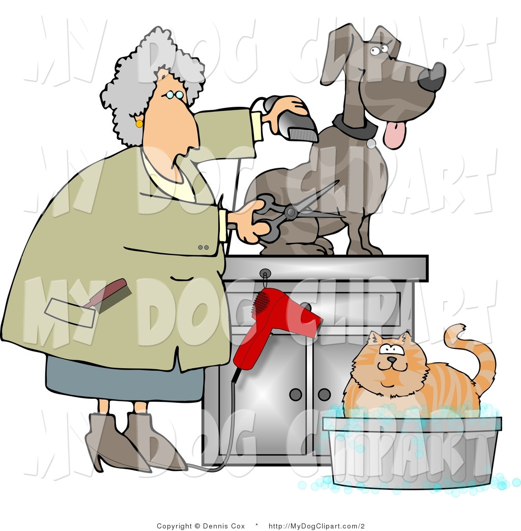 Larger Preview  Clip Art Of A Lady Grooming Pets By Djart