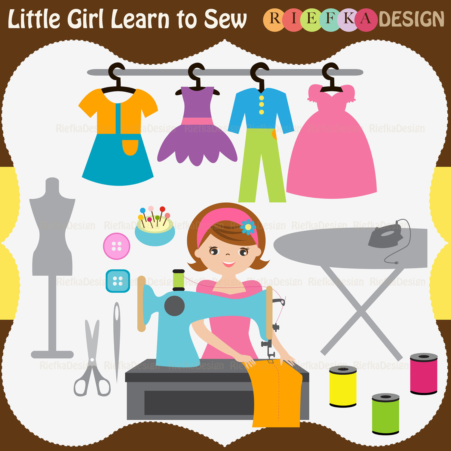 Learn Clipart Learn To Sew Clipart Set