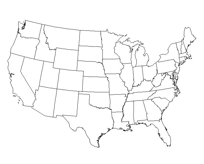 Outline Map Of The Continental United States