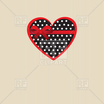 Polka Dot Heart With Red Ribbon Download Royalty Free Vector Clipart    