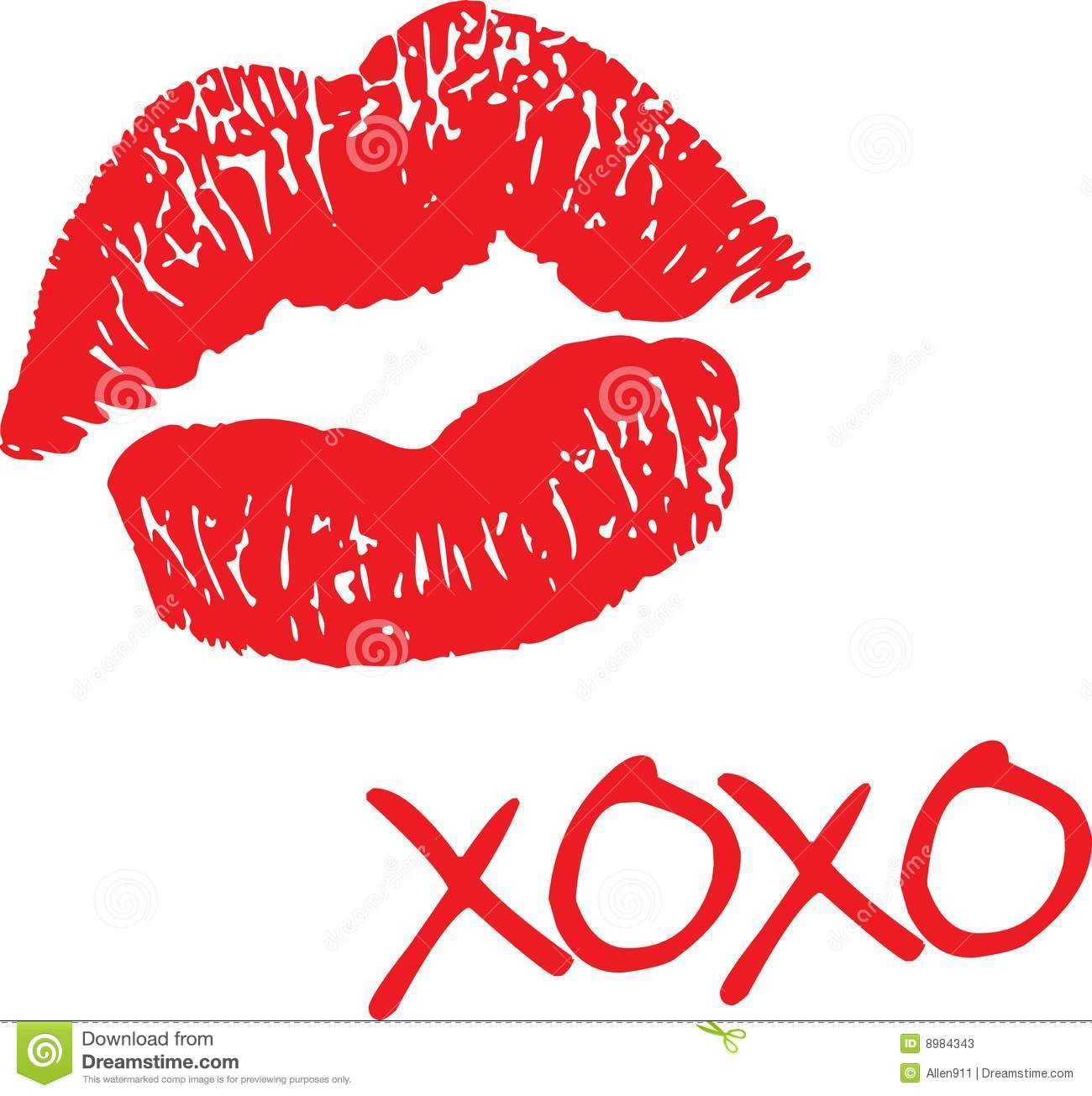 Red Lips And Hugs And Kisses Written Out In Xoxo 