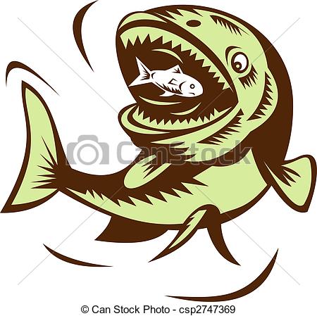 Stock Illustration   Big Fish Eating A Small Fry   Stock Illustration