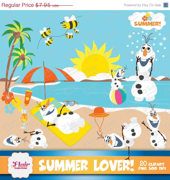 Theme Clipart Frozen Inspired Characters Olaf Clipart Beach Summer