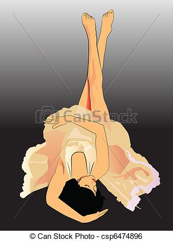 Vector   Ballerina Lady Laying Down   Stock Illustration Royalty Free