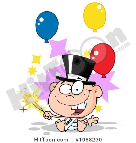 Year Baby Clipart  1088230  White New Year 2012 Baby With A Top Hat