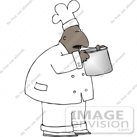 African American Chef Smelling His Food Clipart    12672 By Djart    