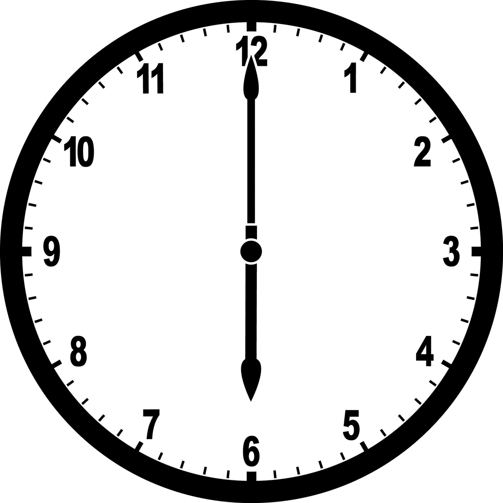 Arabic Numeral Clocks Hour 6   Clipart Etc