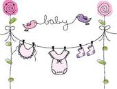 Baby Girl Clothes Line   Clipart Graphic