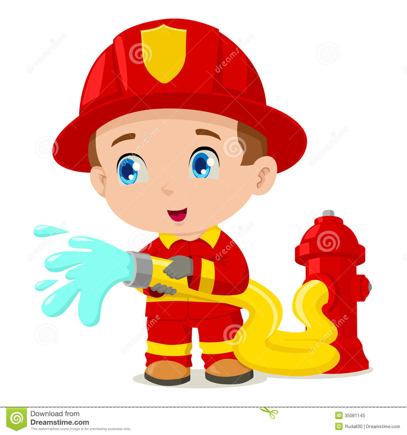 Cartoon Illustration Of A Firefighter