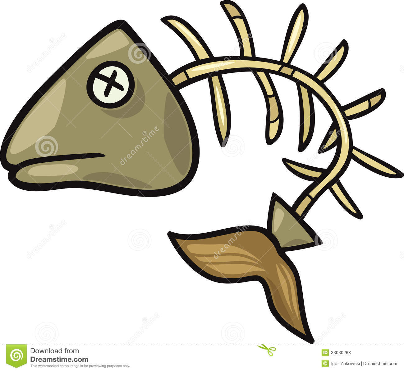 Cartoon Illustration Of Fish Bone Or Skeleton Clipart