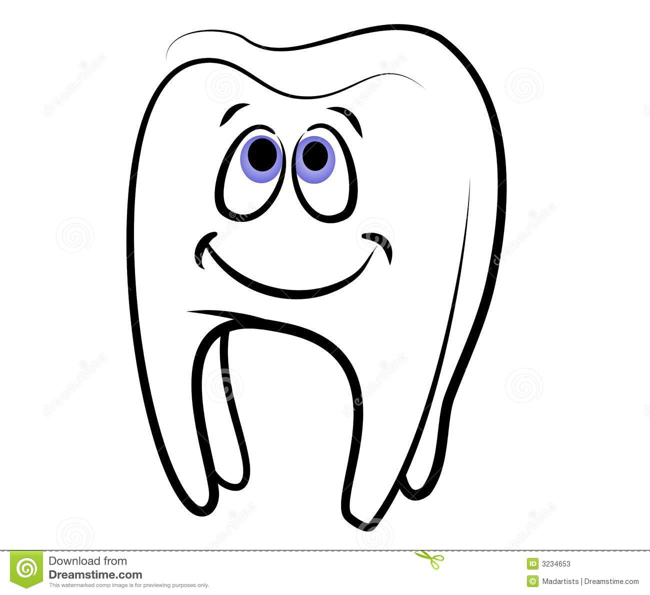 Clip Art Illustration Of A Cartoonish Looking White Tooth Smiling