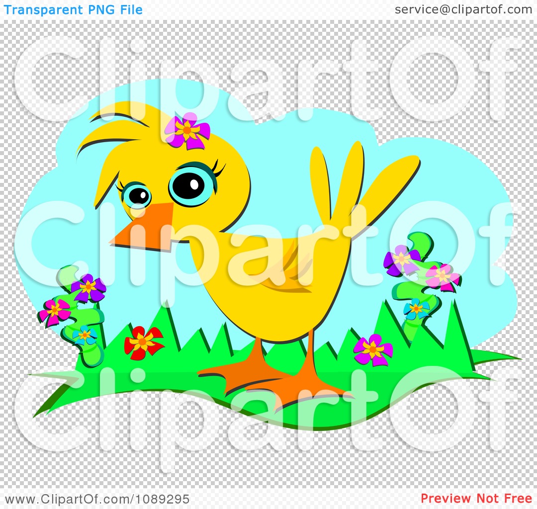 Clipart Duck With Spring Flowers   Royalty Free Vector Illustration By