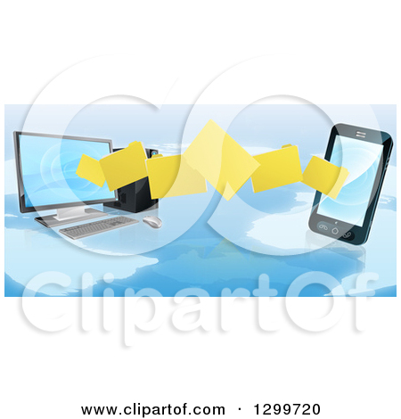 Clipart Of 3d Folder File Transfer From A Desktop Computer To A Smart    
