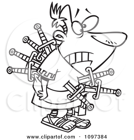Clipart Outlined Betrayed Caesar Stabbed With Swords On The Ides Of    