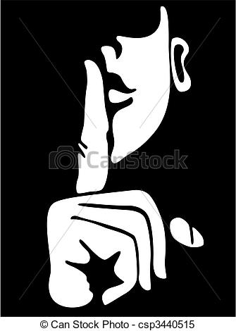 Clipart Vector Of Silence   Gesture With Finger On Lips Csp3440515