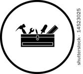 Closed Toolbox With Tools Symbol Vector Black Construction Tools Icons