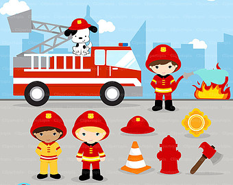 Firefighter Digital Clipart Fireman Boys Clip Art Fire Truck Clipart