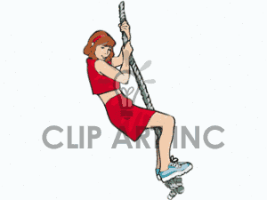 Girl In Gym Class Climbing The Ropes