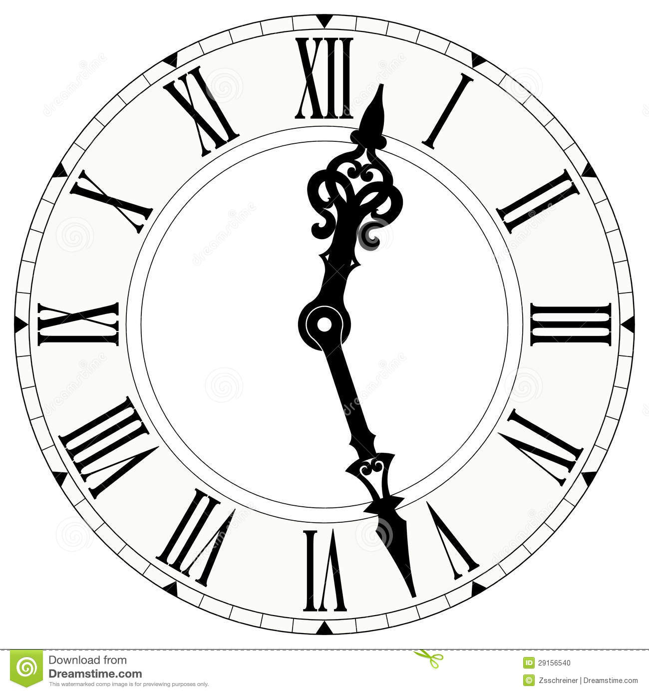 Illustration Of Elegant Ornamental Clock With Roman Numbers