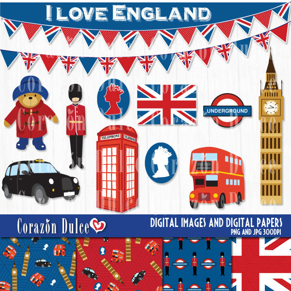 Instant Download I Love England Clipart Personal By Corazondulce