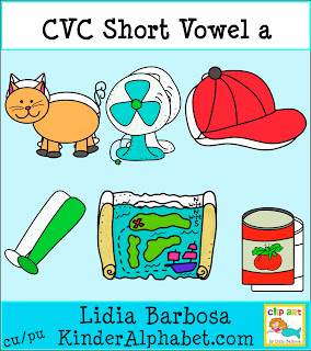 Kinder Alphabet  Short Vowels Clip Art With Cvc Word Patterns
