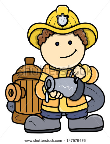 Little Fireman   Kid Vector Cartoon Illustration   Stock Vector